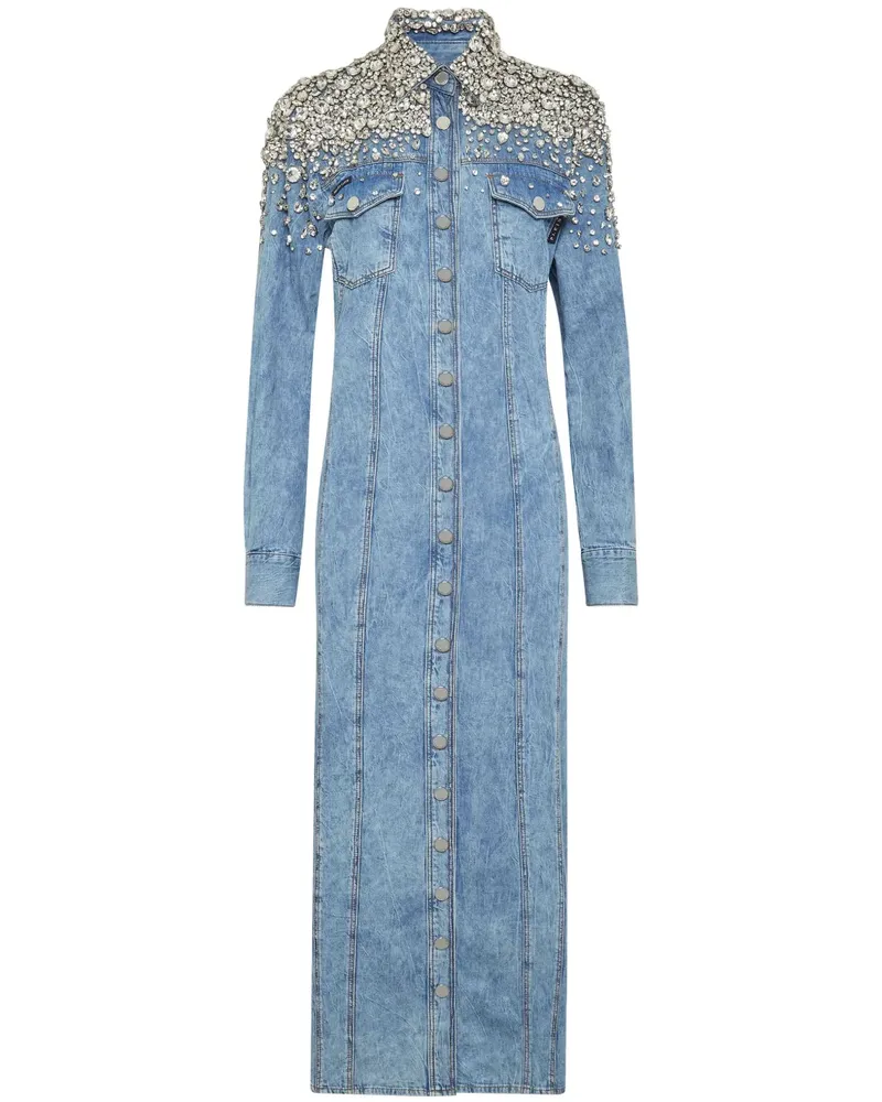 Philipp Plein Jeans-Maxikleid mit Kristallen - Blau Blau