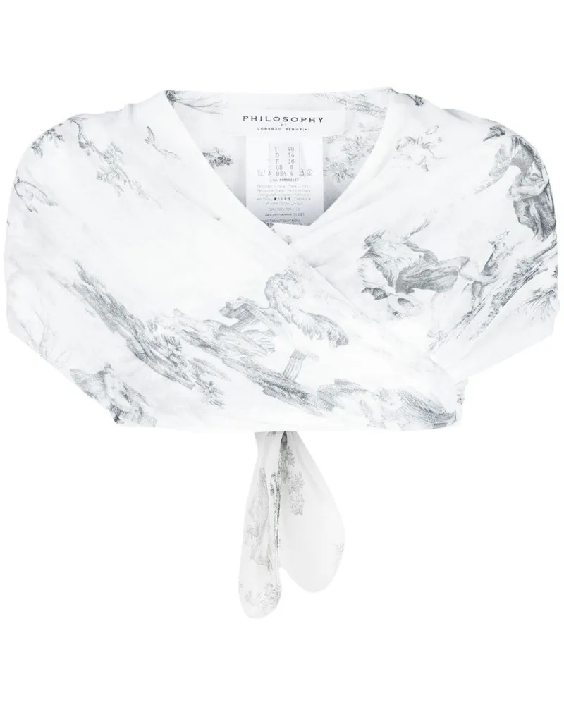 Philosophy Di Lorenzo Serafini Cropped-Top mit grafischem Print - Weiß Weiß