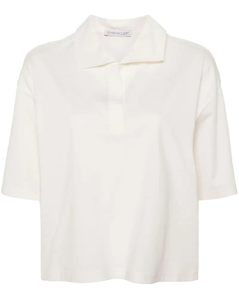 Moncler Jersey-Poloshirt mit Logo-Patch - Weiß Weiß