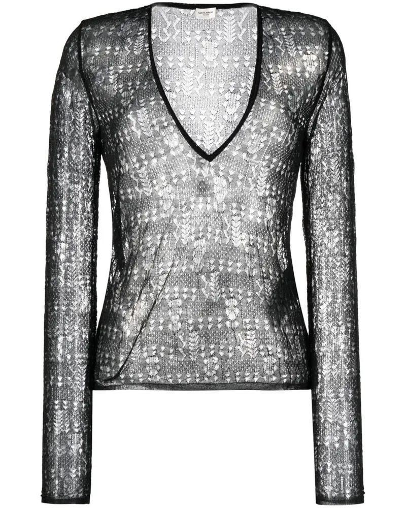 Saint Laurent Sheer-Oberteil - Schwarz Schwarz