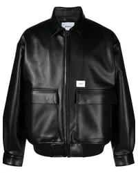 WTAPS Bomberjacke aus Faux-Leder Schwarz