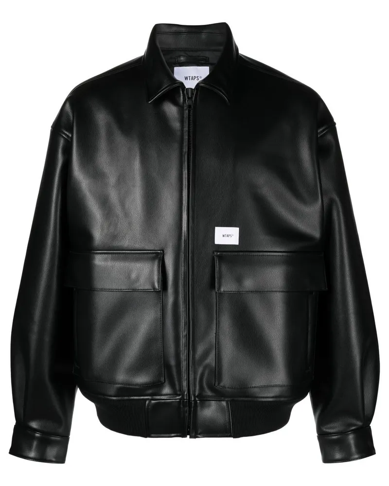 WTAPS Bomberjacke aus Faux-Leder Schwarz