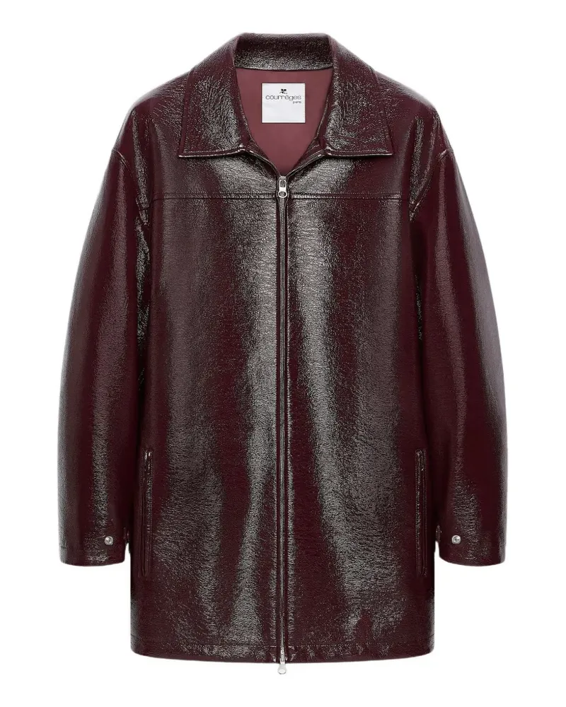 Courrèges zipped vinyl maxi coat - Rot Rot
