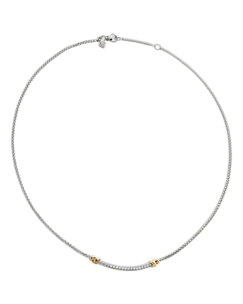 David Yurman Petite Helena Wrap Station Sterlingsilber-Halskette mit Diamanten (29mm Silber