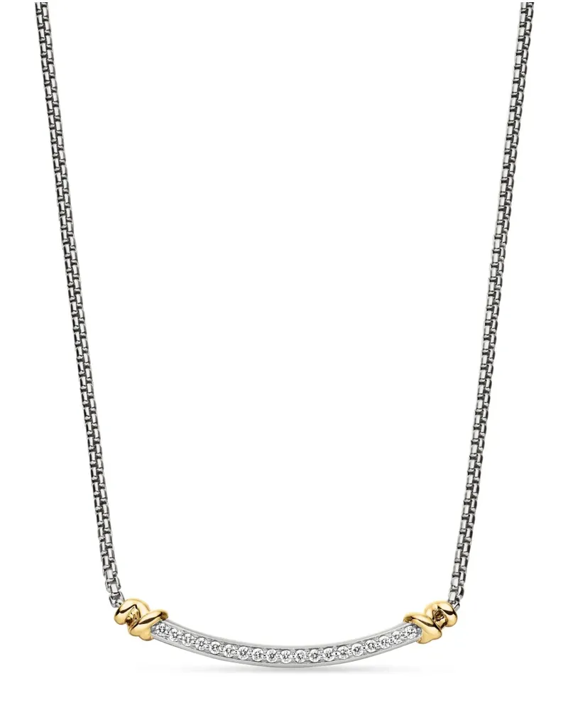 David Yurman Petite Helena Wrap Station Sterlingsilber-Halskette mit Diamanten (29mm Silber