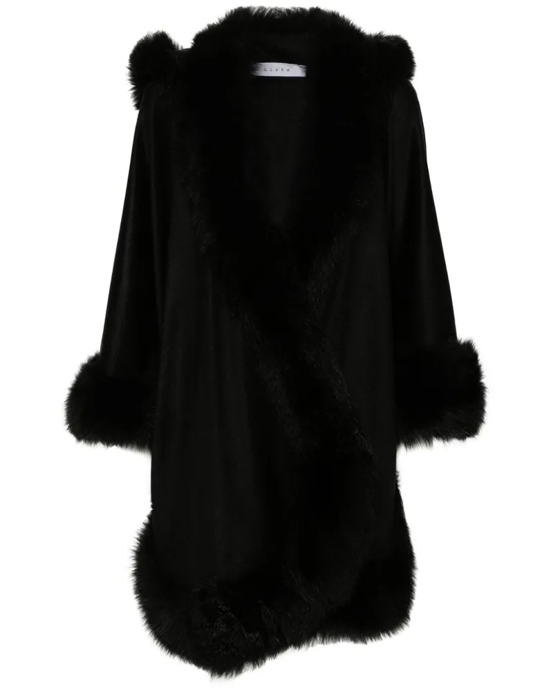 Liska Cape mit Shearling-Besatz Schwarz