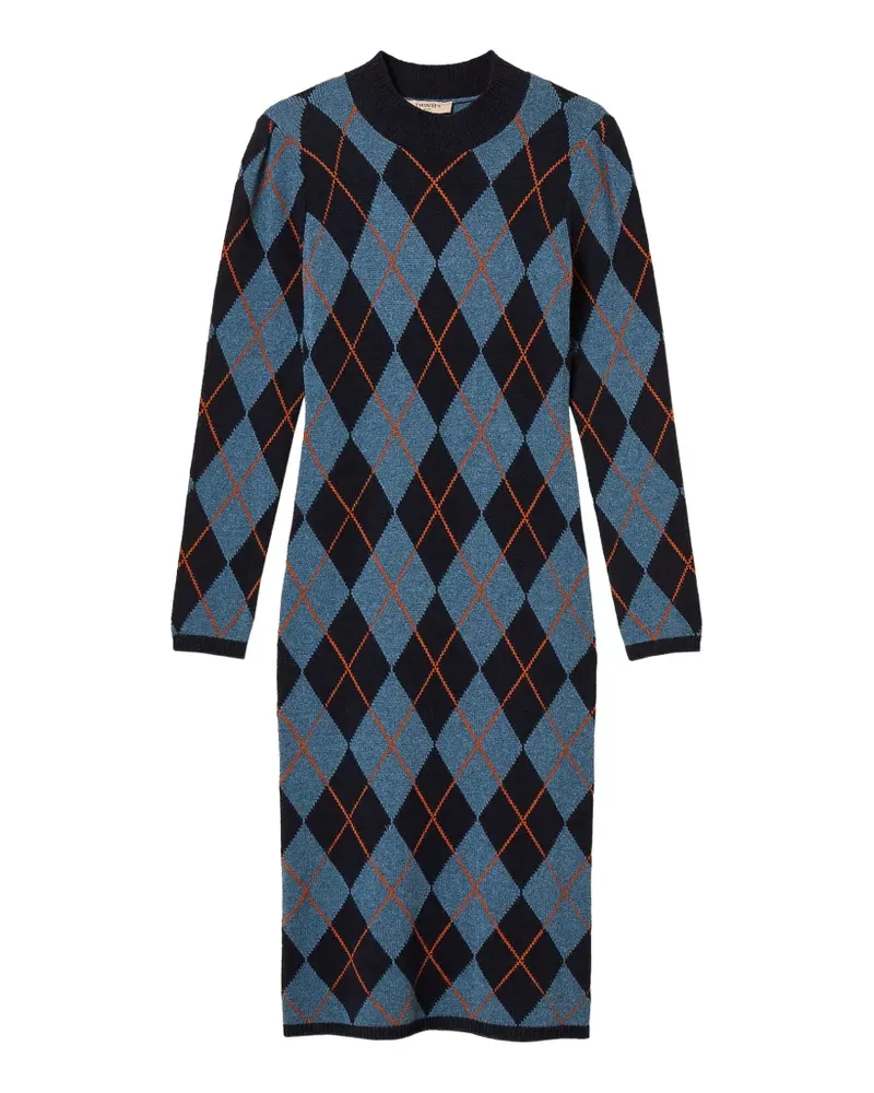 Twin-Set Jacquard-Kleid mit Rautenmuster - Blau Blau