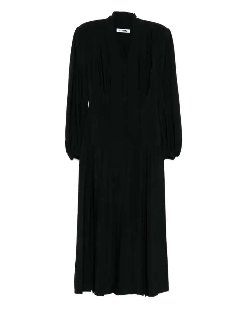 Vivetta Midikleid mit Falten - Schwarz Schwarz
