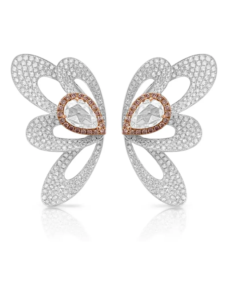 HYT Jewelry Ohrringe mit Diamanten und pinkem Diamant - Silber Silber