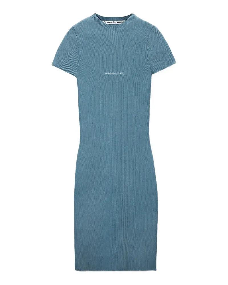 Alexander Wang ss crew-neck mini dress w/ jacquard logo - Blau Blau