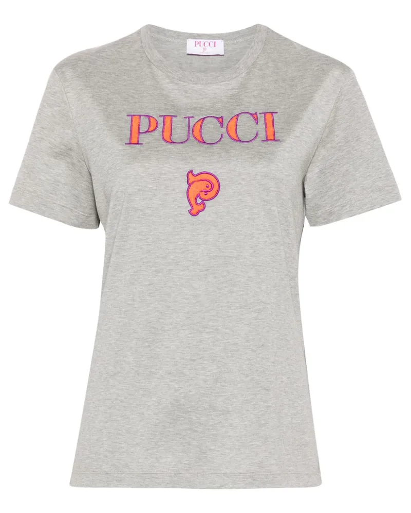 Emilio Pucci T-Shirt mit Logo-Stickerei - Grau Grau