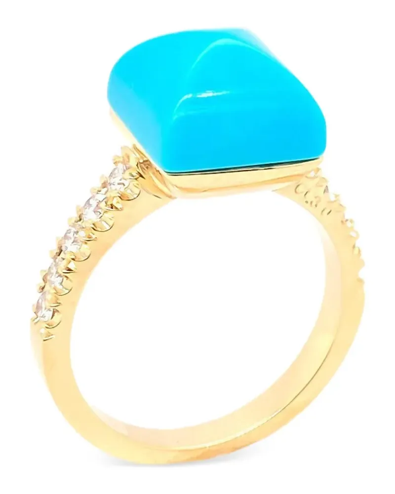 Brooks Brothers Yellow Gold Diamond Turquoise Ring Gold