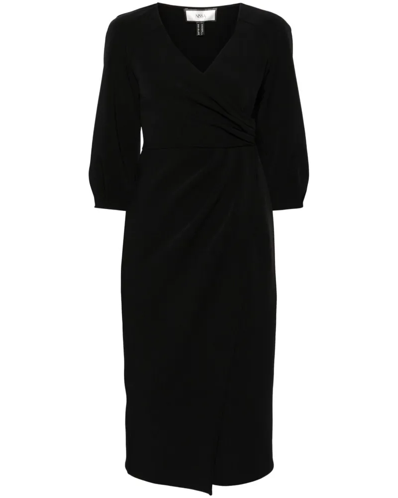 NISSA Minikleid aus Krepp im Wickelstil - Schwarz Schwarz