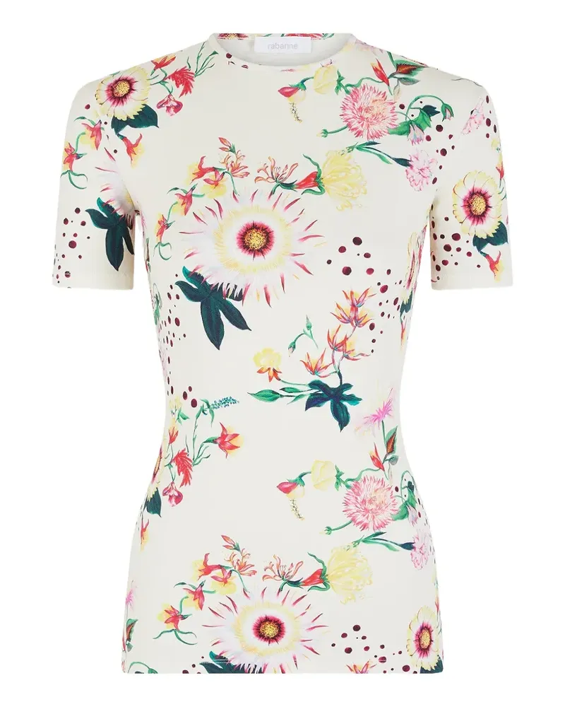 Paco Rabanne short-sleeve floral top - Nude Nude