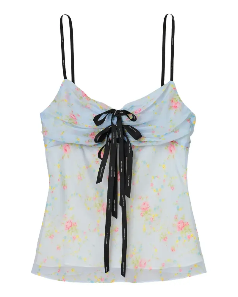 Marc Jacobs blurred-floral bow top - Blau Blau