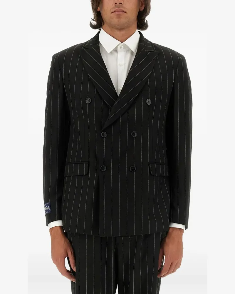 Family First pinstripe double-breasted blazer - Schwarz Schwarz