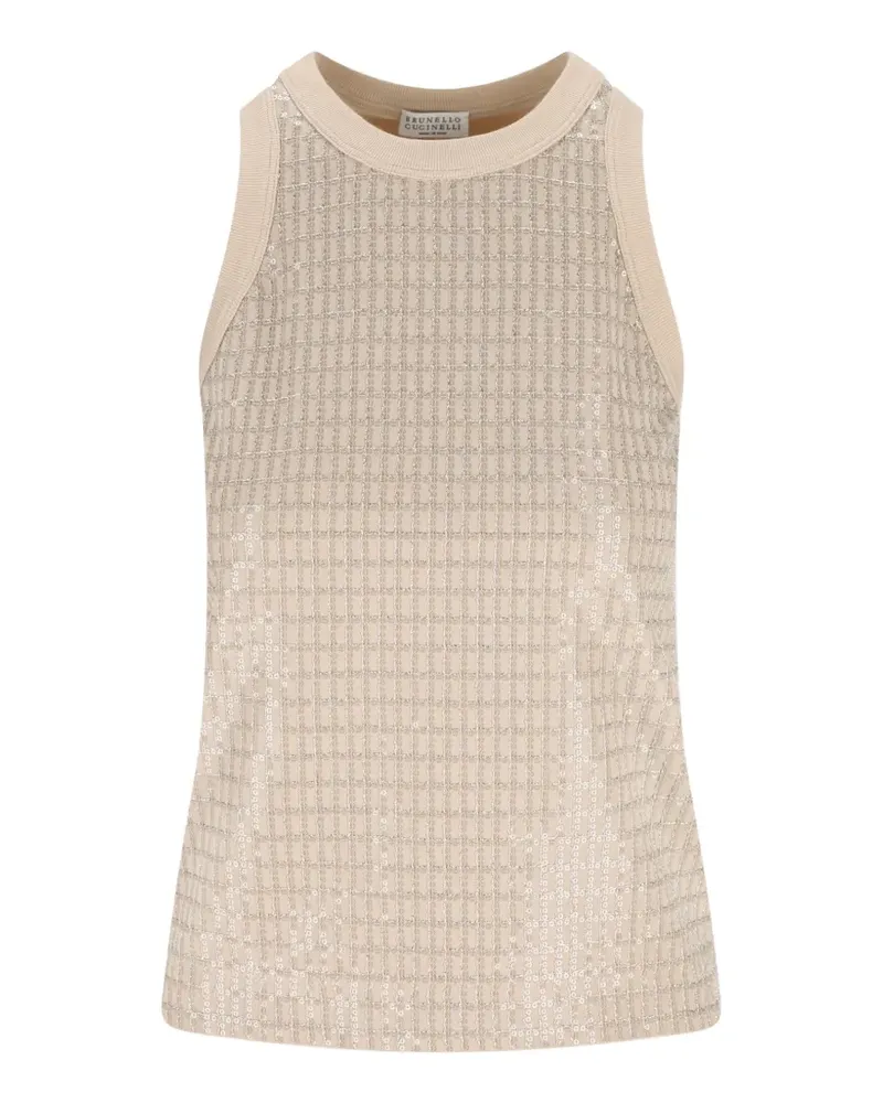 Brunello Cucinelli Top mit Pailletten - Nude Nude