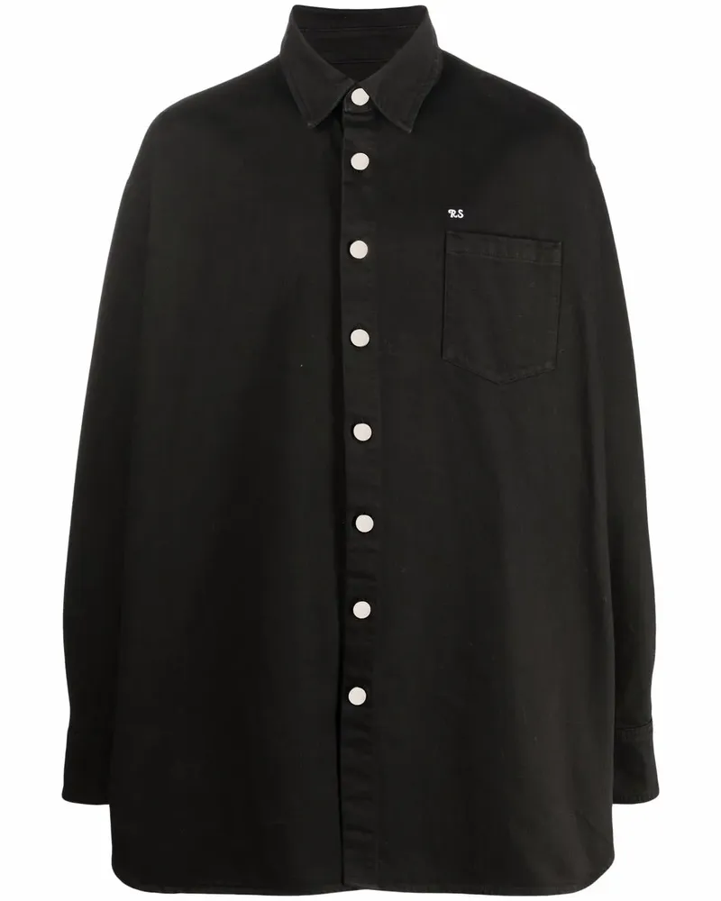 Raf Simons Jeanshemd mit Oversized-Logo - Schwarz Schwarz