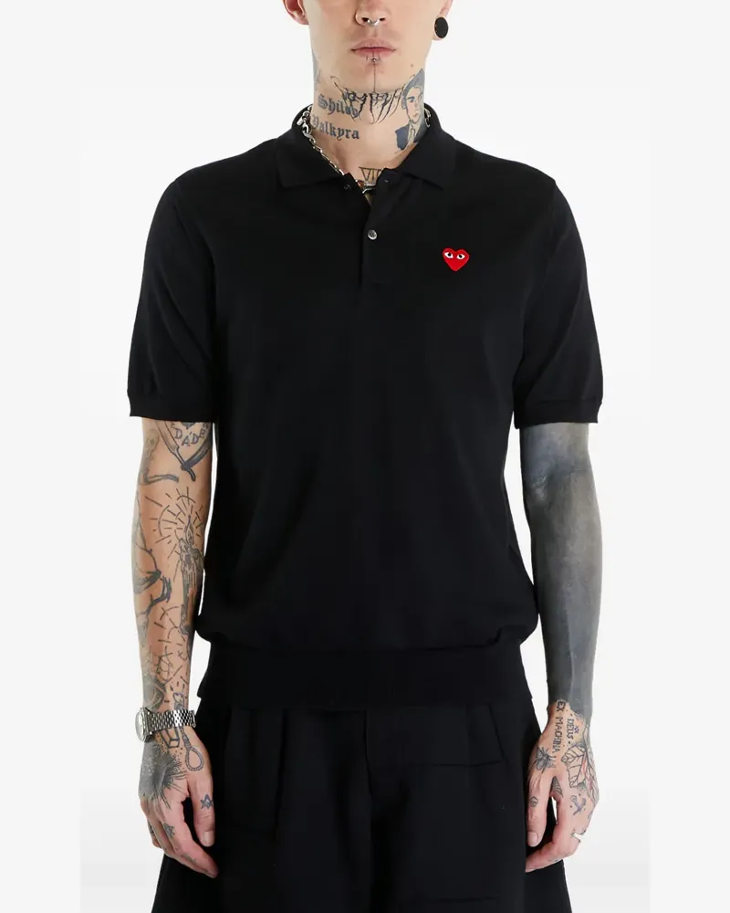 Comme des Garçons Poloshirt mit Herz-Patch - Schwarz Schwarz