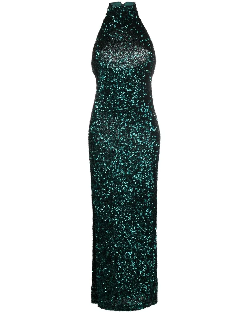 ROTATE Birger Christensen halterneck sequin maxi dress Green