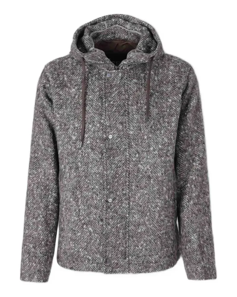 Herno Kapuzenjacke mit Fischgrätenmuster - Grau Grau