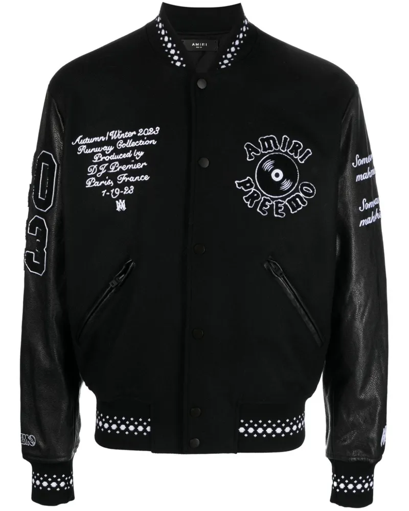 Amiri Collegejacke mit Logo-Applikation - Schwarz Schwarz