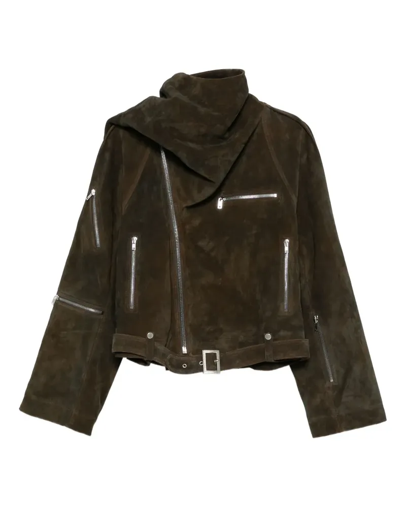 Rick Owens Asymmetrische Bikerjacke - Braun Braun