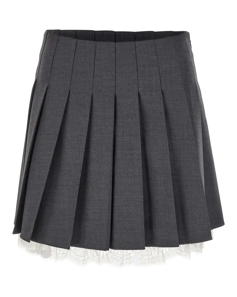 Self-Portrait pleated lace-trim mini skirt - Grau Grau