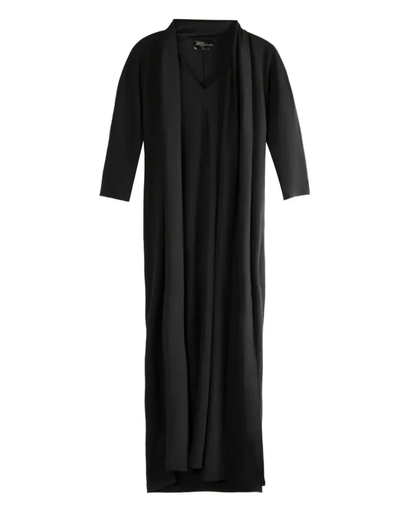 Cortana Niza draped three-quarter sleeve maxi dress - Schwarz Schwarz