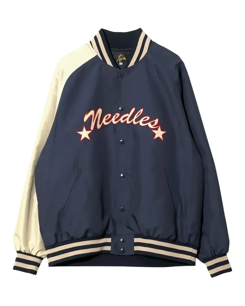 NEEDLES logo-embroidered contrast-sleeve bomber jacket - Blau Blau