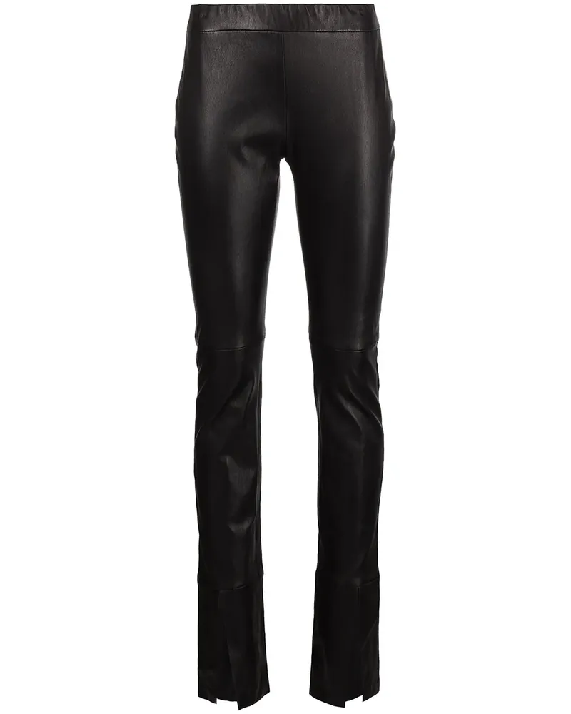 Rosetta Getty Schmale Lederhose mit Schlitzen - Schwarz Schwarz