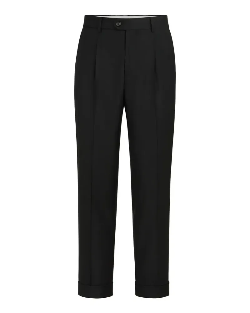 Brunello Cucinelli Super 150s Four Season Batavia Hose aus Schurwolle mit Falte - Schwarz Schwarz
