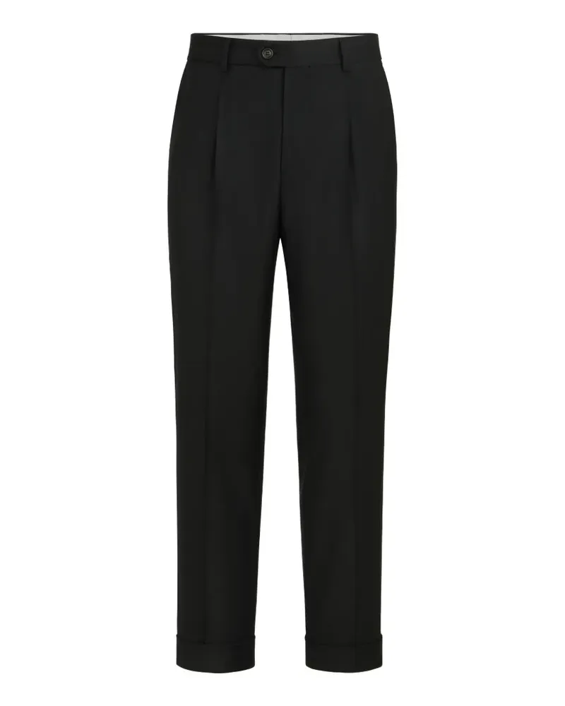 Brunello Cucinelli Super 150s Four Season Batavia Hose aus Schurwolle mit Falte - Schwarz Schwarz