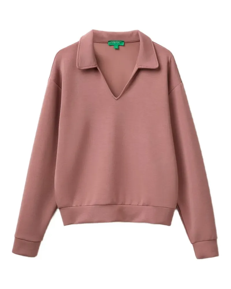 Benetton V-Ausschnitt-Hemd mit tiefen Schultern - Rosa Rosa