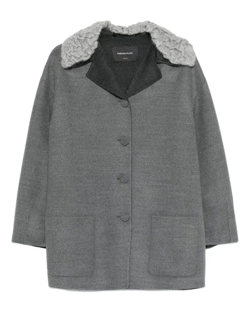 Fabiana Filippi Wolljacke mit Zopfmuster - Grau Grau