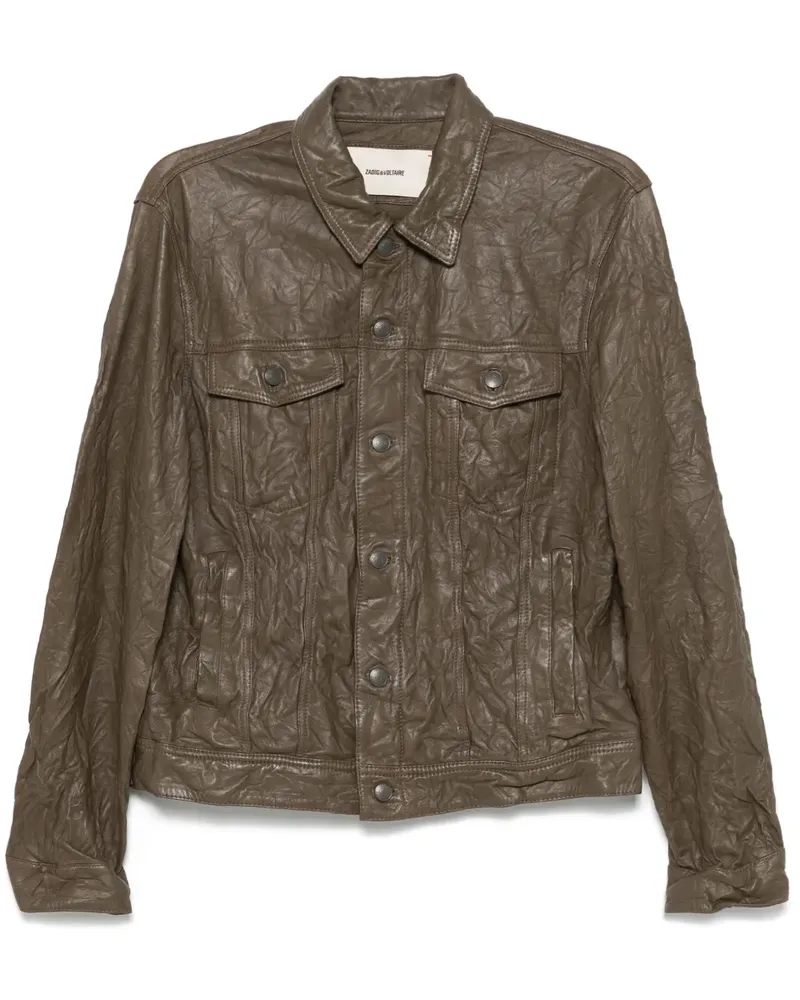 Zadig & Voltaire Lederjacke mit Knitteroptik - Braun Braun