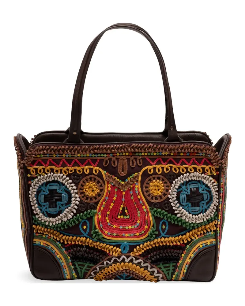 Jamin Puech Rodriguez embroidered leather shoulder bag - Braun Braun