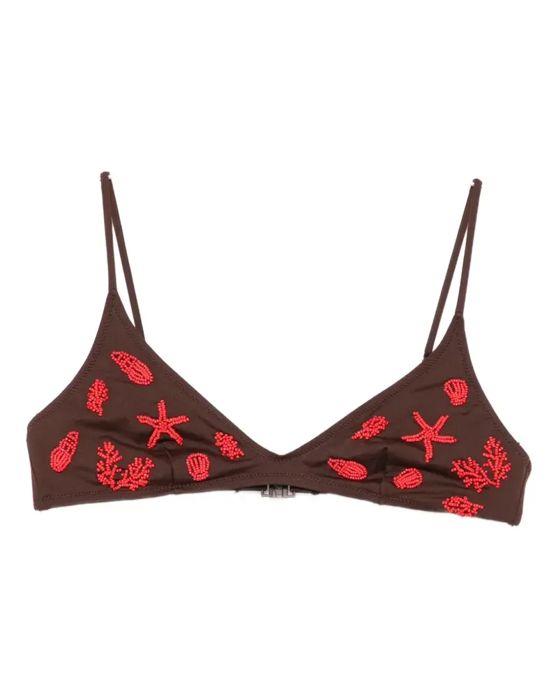 MC2 Saint Barth Paloma bead-embellished triangle bikini top - Braun Braun