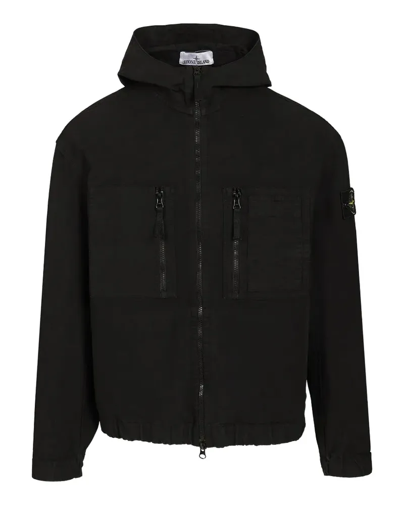 Stone Island logo-patch hooded jacket - Schwarz Schwarz