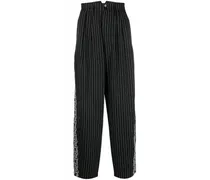 High-Waist-Hose mit Nadelstreifen - Schwarz