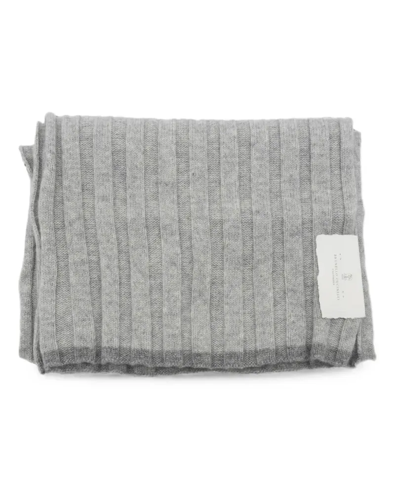 Brunello Cucinelli ribbed-knit cashmere scarf - Grau Grau