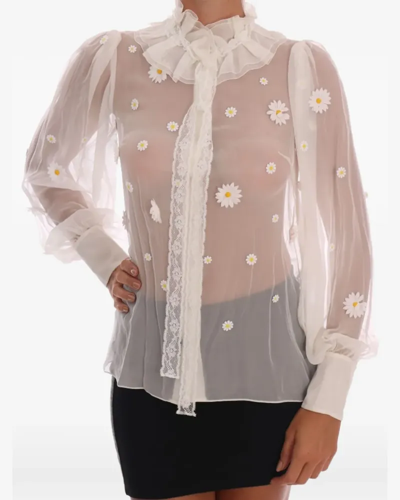 Dolce & Gabbana Bluse mit Margeriten-Applikation - Nude Nude