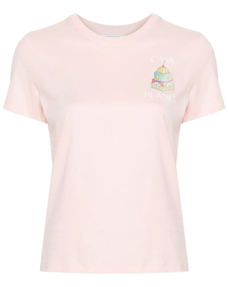 Casablanca Paris T-Shirt aus Bio-Baumwolle mit Logo-Print Rosa