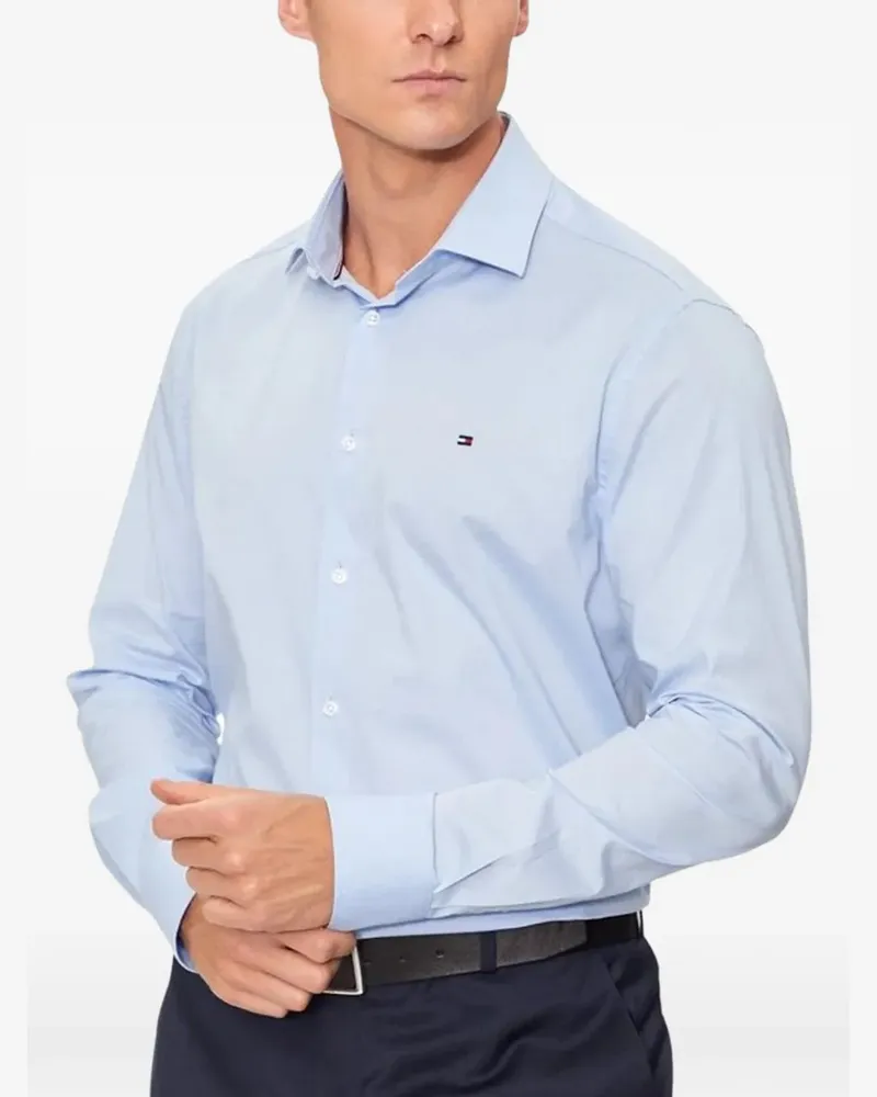 Tommy Hilfiger logo-detail buttoned shirt - Blau Blau