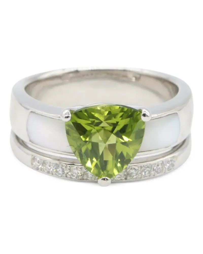 TASAKI 2010s Peridot Ring mit Diamant - Silber Silber