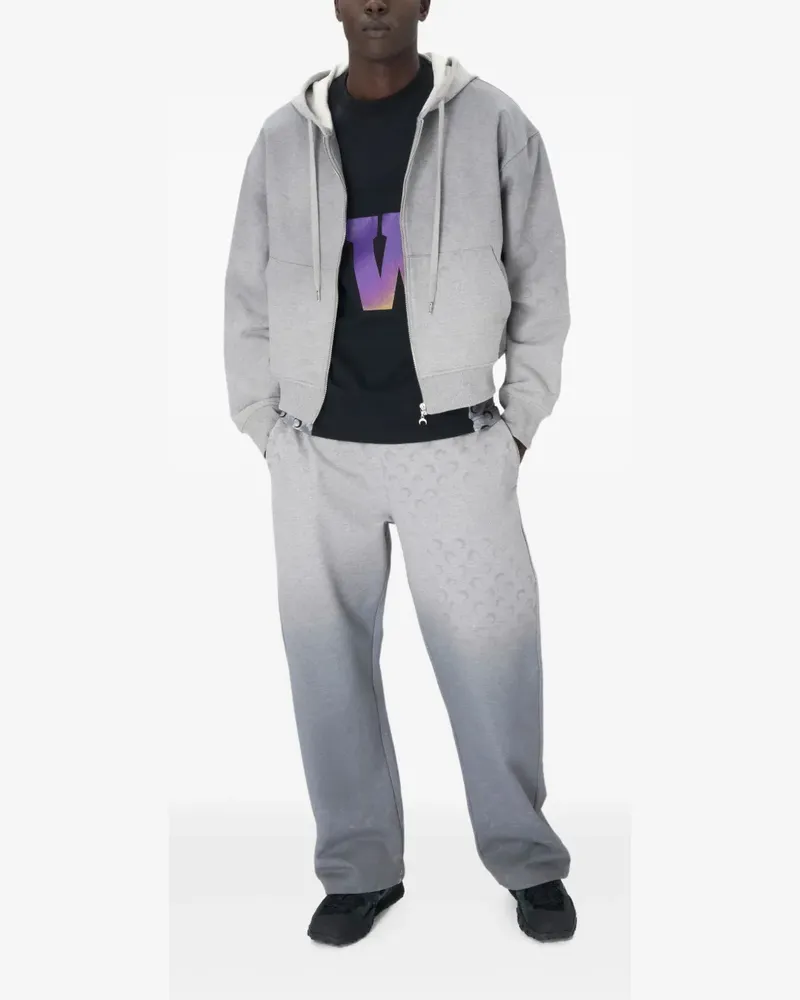 Marine Serre Fleece-Hoodie mit Mond-Muster - Grau Grau