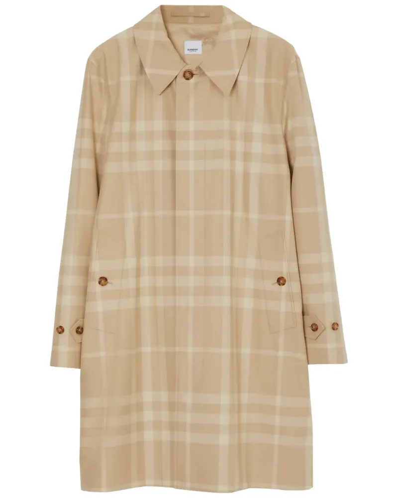Burberry Langer Mantel mit Karo - Nude Nude