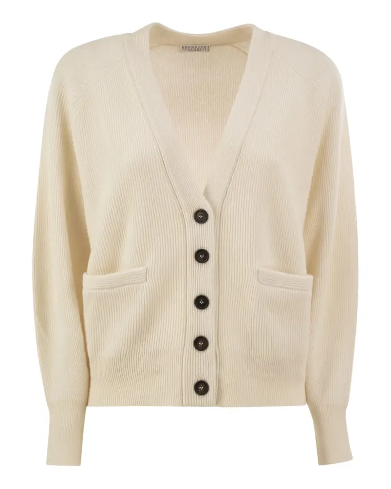 Brunello Cucinelli Gerippter Cardigan aus Kaschmir - Nude Nude