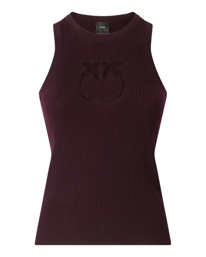 Pinko Geripptes Love Birds Tanktop mit Cut-Out - Violett Violett