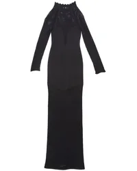 Fleur Du Mal Kleid aus Pointelle mit Wellensaum Schwarz